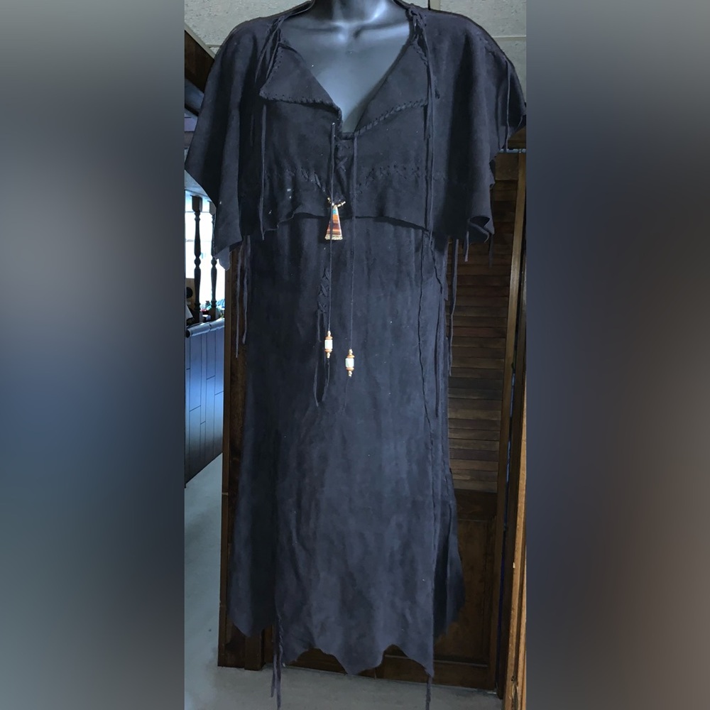 ERDA Maine 80s/90s Deerskin~Suede~ Leather Native American style Dress
